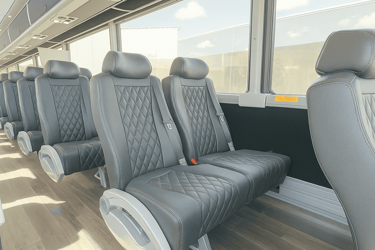 interior of Bus Rental Company Asheville charter bus